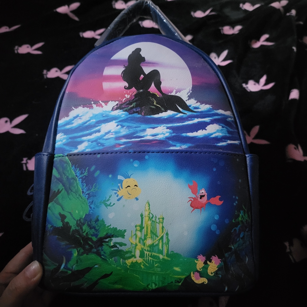 Disney Little Mermaid Scene Wallet with Gold Zipper